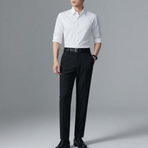 Pantalon de costume noir classique pour homme, coupe slim, pantalon de bureau formel - Confort extensible, infroissable - Product Image 5