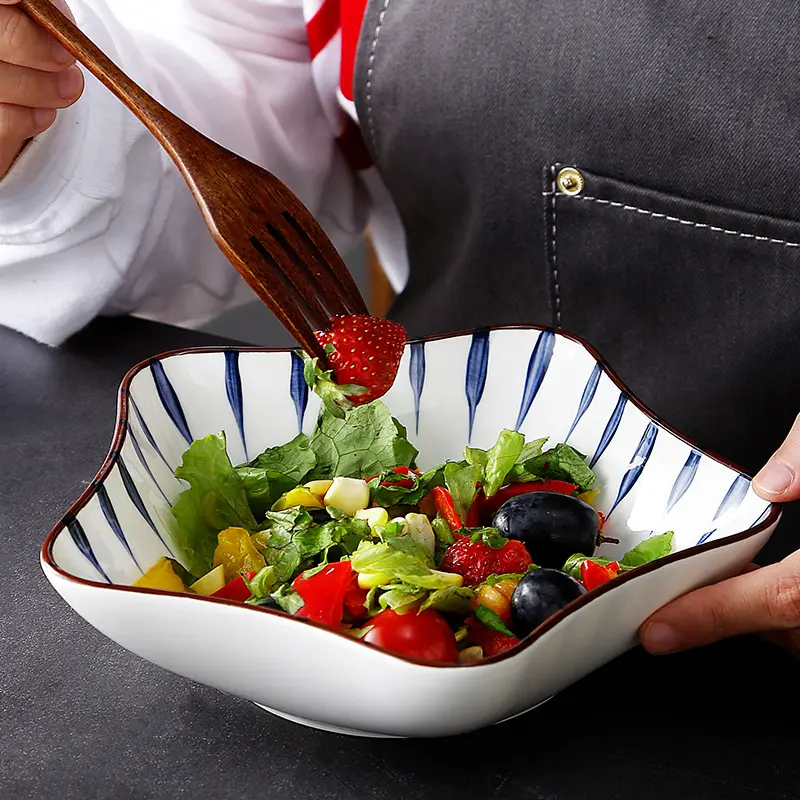 Özel logo promosyon hediyeler beyaz seramik sofra restoran plaka porselen japon salata tabağı