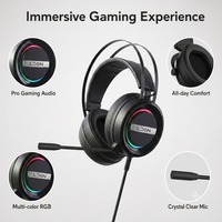 Casque audio filaire USB pour ordinateur, avec microphone, son surround mécanique, pour jeux vidéo