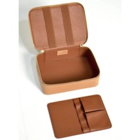 Sac à maquillage en cuir PU imperméable de qualité supérieure, trousse à cosmétiques avec porte-pinceaux et séparateur pour les voyages, usage quotidien pour femmes