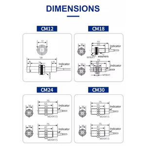 Sensores de Proximidad Inductivos Metálicos KANE Serie CM NPN PNP NO NC LJ M8 M12 M18 M30 1-30mm Tipo de 3 Cables Distancia de Detección - Product Image 5