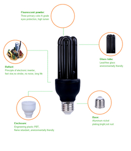 368nm 20W 24W <span class=keywords><strong>UV</strong></span> đen 3U tiết kiệm năng lượng đèn màu đen ánh sáng T4 tiết kiệm năng lượng đèn - Product Image 3