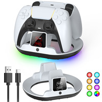 Support de charge pour manette de jeu PS5, accessoires de jeu pour manettes PS5, station de charge double avec indicateur lumineux RGB