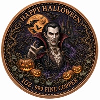 Pièce commémorative ronde en cuivre fin 99,9 % de 1 once, en relief 3D, colorée, design gothique en relief profond, thème vampire d'Halloween, objet de collection, décoration, cadeau