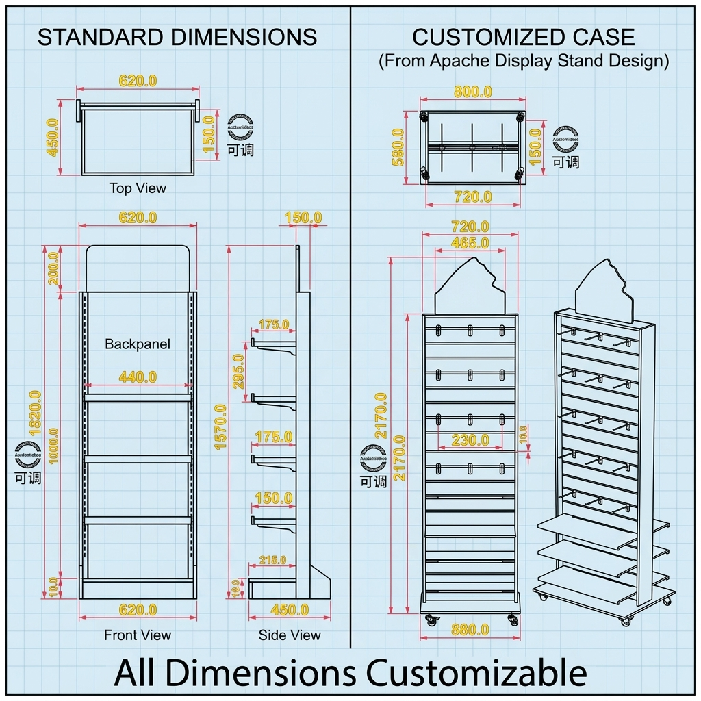 Custom Wooden Power Strip Display Stand Floor Standing 3C Accessories Retail Display Rack With Hooks Shelves Custom Logo OEM ODM — view 4