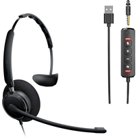 Headset On-Ear Berkabel USB OPPTEL dengan Peredam Kebisingan Aktif dan Mikrofon Terintegrasi untuk Call Center Bisnis Komputer