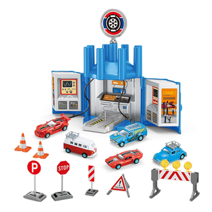 Bomberos, ingeniería, policía, ciudad 4 temas Tienda de reparación de automóviles Estacionamiento para niños Aventura Pista de carreras Vehículo de juguete - Product Image 4