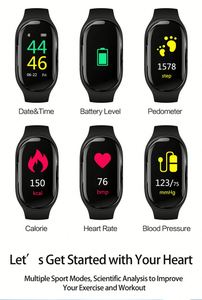 Directo de fábrica OEM M1 nuevo reloj inteligente con diente azul auriculares Fitness Tracker de la presión arterial para Android Ios auricular - Product Image 6