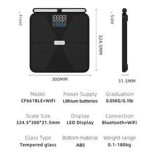 เครื่องชั่งน้ำหนักอัจฉริยะ บลูทูธ ไวไฟ ชาร์จไฟได้ พร้อมหน้าจอ LED สำหรับใช้ในบ้าน เพื่อสุขภาพและฟิตเนส - Product Image 1