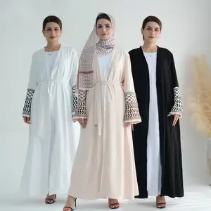 2024 vêtements islamiques Jazz broderie musulman Palestine Kefiyyeh Abaya Ramadan gland dubaï Abaya femmes robe musulmane tendance Abaya