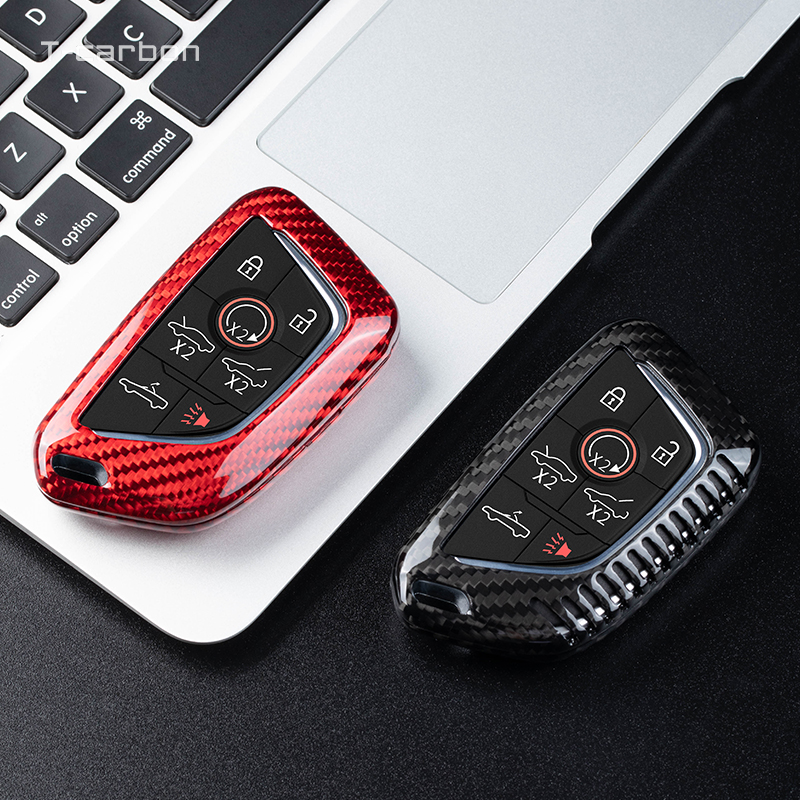 T-Carbon carbon fiber Interior modification key shell case suitable for Chevrolet imported Corvette C8 coupe car covers