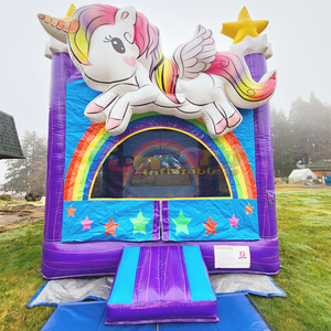 Outdoor party jumping bouncy castle <b>inflatable</b> 3D unicorn bouncer for kids chateau gonflable licorne - Product Image 4