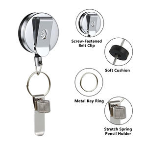 Semi-metallic <b>Retractable</b> Elasticated ID Badge HolderDoctor Nurse Student Badge ReelBadge Holder with <b>Pen</b> Holder - Product Image 3