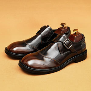 British Men's <b>Waterproof</b> Genuine Leather <b>Shoes</b> Oxford Handmade Wedding Formal Business Casual <b>Shoes</b> with Anti-Slip Buckle Straps - Product Image 1