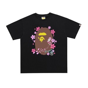 Cross-border Wholesale <strong>Cherry</strong> Blossom Crew Neck Pure Cotton Loose Plus Size Unisex Couple Short Sleeve Solid Shirts &amp; <strong>Tops</strong> - Product Image 1