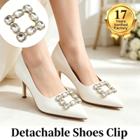 Clips de chaussures détachables en forme carrée avec perles et strass, décorations de talons pour mariage