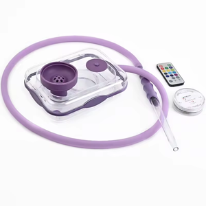 卸売新デザインポータブルアクリル四角い色とりどりのホースブックhookah喫煙用LEDライト付き - Product Image 4