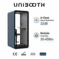 Cabine insonorisée à installation rapide, montage modulaire en 30-45 minutes, réduction du bruit de 32 dB, ignifuge ISO 23351, pour bureau