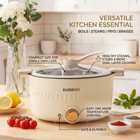 Marmite Électrique Multifonction Antiadhésive Mini, Cuiseur Vapeur Intelligent à Basse Pression, Poêle Électrique Domestique pour la Maison