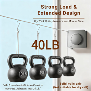 Corde à linge rétractable portable en acier inoxydable, murale, multifonctionnelle pour intérieur et balcon – Meilleure vente - Product Image 4