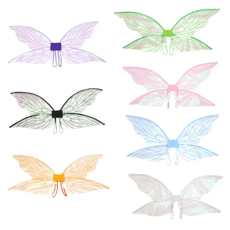 Kostum kupu-kupu berkualitas, sayap peri untuk putri, pakaian sayap malaikat untuk dekorasi Cosplay Halloween