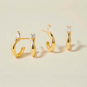 Gemnel 925スターリングシルバーダイヤモンドフープイヤリング女性用 - Product Image 6