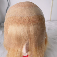 Top qualité 100% cheveux bruts humains pleine main noué 18 pouces couleur blonde épaisse 180% Denisity Full HD dentelle médicale sans colle perruques