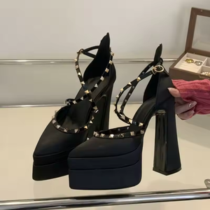 Fashion Women's Shoes Open <b>Toe</b> Lace-Up Designer Sexy Party Chunky <b>Heeled</b> Sandals luxury designer high <b>heeled</b> ladies shoes - Product Image 3