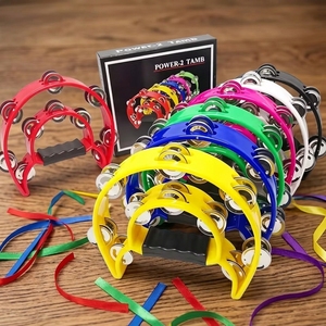 <span class=keywords><strong>Tambourin</strong></span> à double rangée de clochettes, instrument à main en métal et plastique, shaker portatif pour la rentrée scolaire, le karaoké, les bars et les spectacles. - Product Image 1