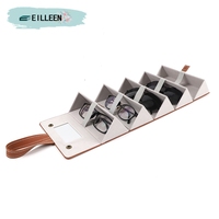 Fourniture directe d'usine Multiple 5 fentes voyage pliable lunettes de soleil organisateur miroir étui à lunettes Storge Box avec Logo personnalisé