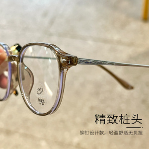 Montures de lunettes rondes brunes en TR90 pour femmes 1443, verres PC anti-lumière bleue, origine Danyang, design ultraléger - Product Image 1