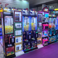 Machine à griffes commerciale d'arcade à monnayeur, format mini et compact, à thème personnalisé, avec casier à prix et LED, pour attraper jouets et cadeaux