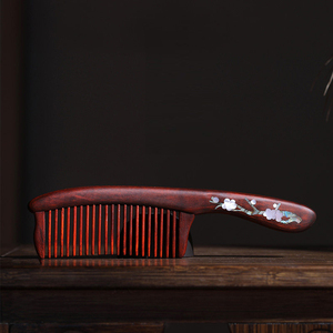 Chinese Style Mother-of-Pearl <strong>Inlaid</strong> Hair Comb Handmade Mother-of-Pearl <strong>Inlaid</strong> Plum Blossom <strong>Wooden</strong> Comb - Product Image 3