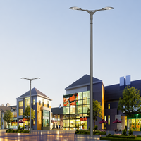 Poste de Luz Exterior Personalizado de Acero con Superficie Galvanizada en Caliente, Estilo Clásico, Altura de 15M-35M para Iluminación de Jardín