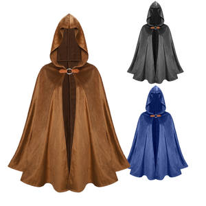 Mantello Medievale da Uomo, Cappotto Lungo con Cappuccio Retrò, Costume da Pirata Vichingo per Halloween, Cosplay Gotico, Mantelli Neri per Halloween - Product Image 1