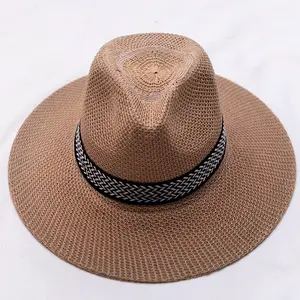 Chapeau de soleil de plage d'été pour adultes, chapeaux de paille Panama personnalisés pour hommes, promotionnels