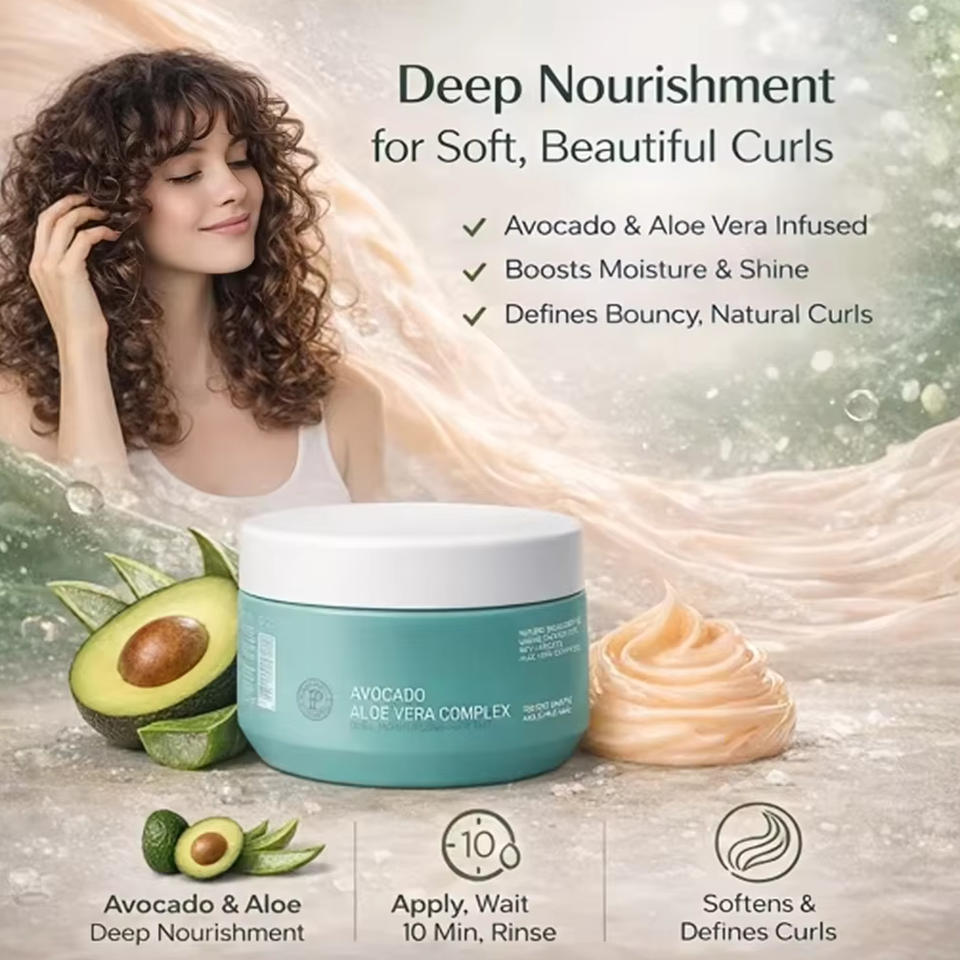 Avocado Aloe Vera Curl Care Set Curl-Defining Shampoo Conditioner OEM ...