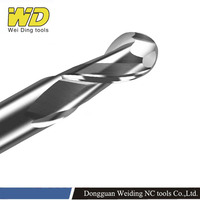 Fraise à queue sphérique HRC55 à 2 dents en acier au tungstène, fraise spirale en carbure pour aluminium et cuivre, ODM OEM PTHK