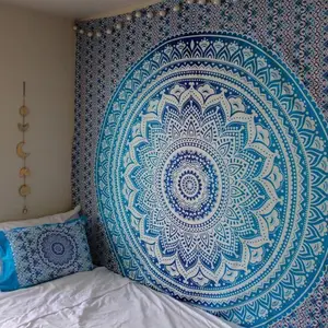 Promocional personalizado indio bohemio Mandala Boho Hippie poliéster Digital impreso tapiz colgante de pared para decoración del hogar
