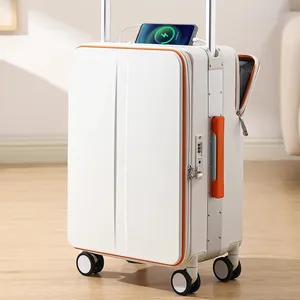 20" 24" Pc Luggage Travel Front Open Luggage Suitcases PC Premium Phone Holder Travel Suitcases Luggage Scale Suitcase