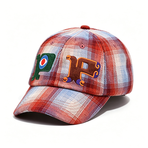 Casquette de baseball vintage à carreaux pour hommes et femmes, casquette rétro en flanelle avec broderie 3D, casquette décontractée ajustable style streetwear - Product Image 2