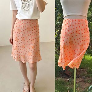 Falda Midi de Seda Georgette Rosa Burbuja Estilo Té Francés para Mujer, Falda Corta Romántica con Corte en Diagonal y Estilo Sirena - Product Image 2