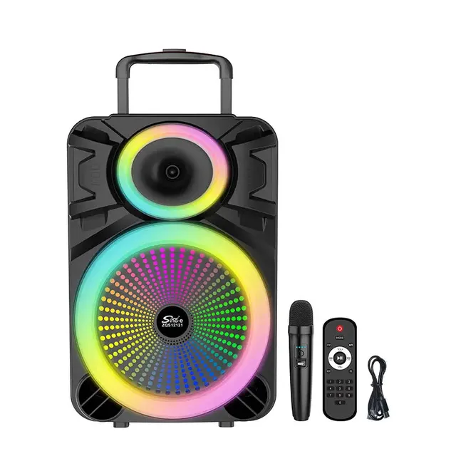 SX1204 Sound Box With Microphone Big Speakers Outdoor Dj Party (8Inch 12 Inch 15 Inch) Karaoke Trolley Speaker With Wireless Mic