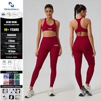 Set Pakaian Olahraga Wanita 2-Potong Bahan Bernapas, Bra Olahraga Kerah Bulat dengan Racerback & Legging High-Waist Pembentuk Tubuh