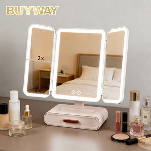 <span class=keywords><strong>Miroir</strong></span> de maquillage <span class=keywords><strong>triple</strong></span> pliable de table en gros avec lumière LED, <span class=keywords><strong>miroir</strong></span> de maquillage multifonction avec grossissement 3x - Product Image 1