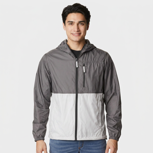 Latest Style Men's Windbreaker Jackets <b>Canvas</b> Stand Collar Hooded Low MOQ Wholesale - Product Image 1