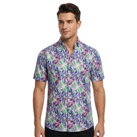 Kemeja Hawaii Kustom OEM Desain Baru Cetak Digital Anti-Kerut Ramah Lingkungan Pakaian Satin Kasual Musim Panas Kancing Pendek