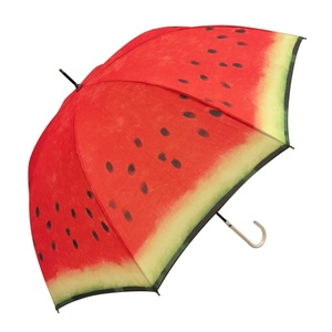 Traditional J Shape Handle Manual Open Strong Windproof 23 Inch Straight Rain <b>Umbrella</b> with Pongee Fabric and Watermelon Pattern - Product Image 2