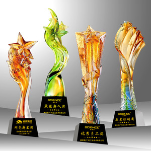 Trofeo de cristal con forma de estrella de cinco puntas, grabado con láser, hecho a medida para reuniones anuales, premios a empleados destacados, regalo empresarial - Product Image 2