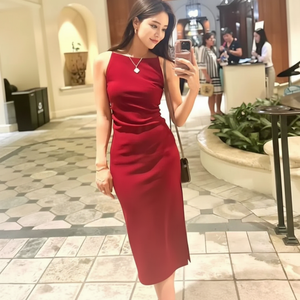 Direct Factory Supply Boat Neck Robe mi-longue moulante pour un look élégant sans effort disponible au prix d'usine de l'Inde - Product Image 1